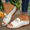 Women's Chain Decorative Wedge Sandals, Casual Open-toed Platform Shoes, Comfortable Sandals