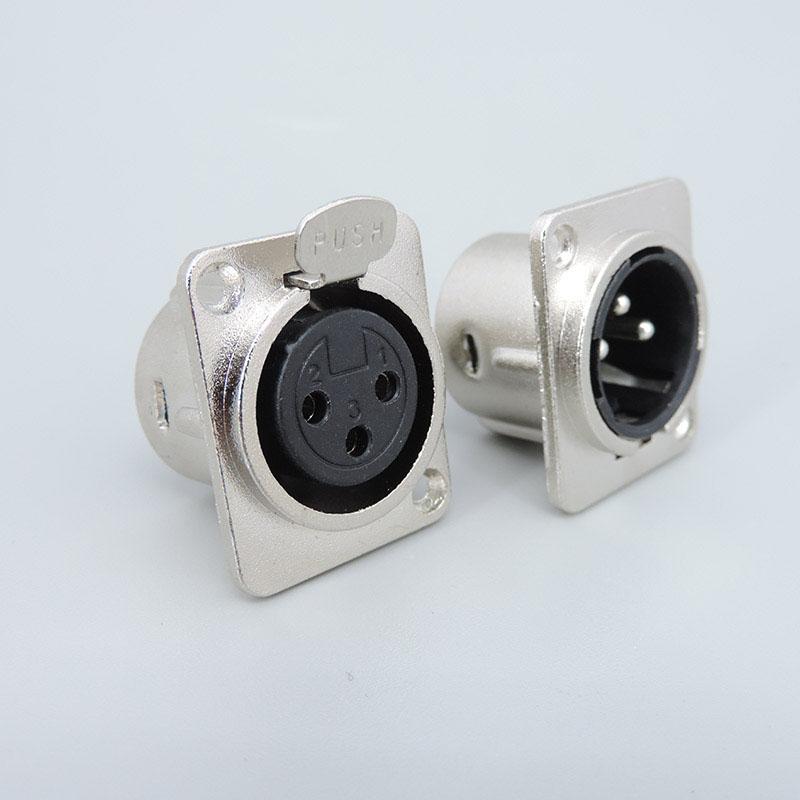 1pcs XLR 3pin Male or Female Panel Power Mount Socket Audio Microphone Jack Plug Connector Silver Copper Contact XLR Metal