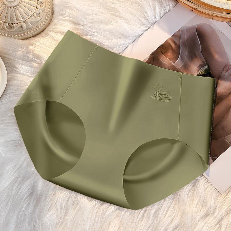 Ледяной шелк Женское нижнее белье Средняя посадка Ледяной шелк 3D Подтягивающие ягодицы Бесшовные хлопковые трусы M-XL