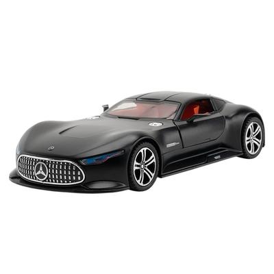 1:Модель гоночного автомобиля Mercedes-Benz AMG Vision Gran Turismo, литая из сплава, с инерционным механизмом, масштаб 1:24, матовый черный