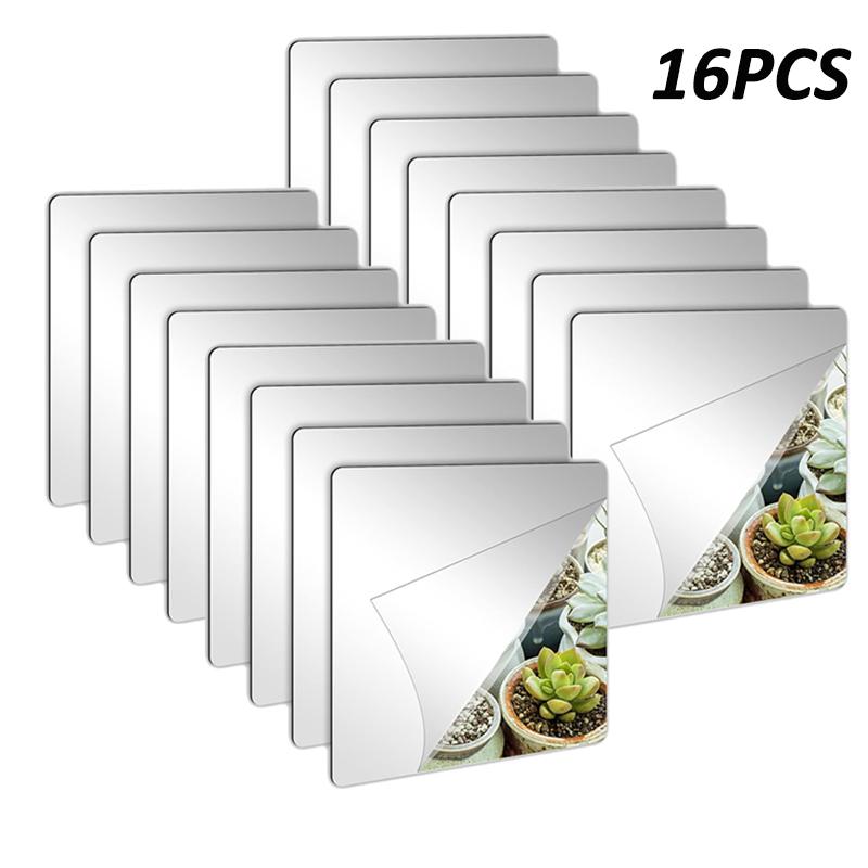 4/8/16 шт. Самоклеящееся акриловое зеркало Зеркало для ванной комнаты и душа для макияжа Зеркало против запотевания Домашнее DIY украшение Плитка Зеркало для бритья Наклейка
