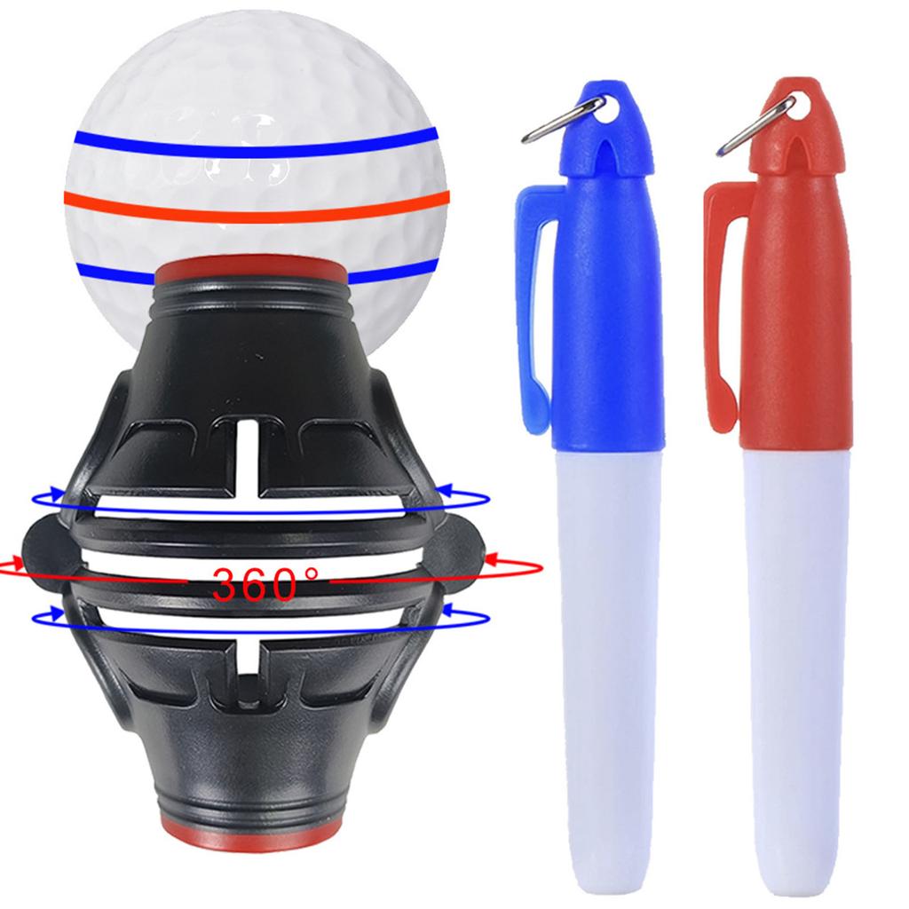 Golfballs Line Marker With 2 Pens Golfball Liner Template Lines Marker Tool Putt Liner 3-Line Golf Ball Marker Stencil