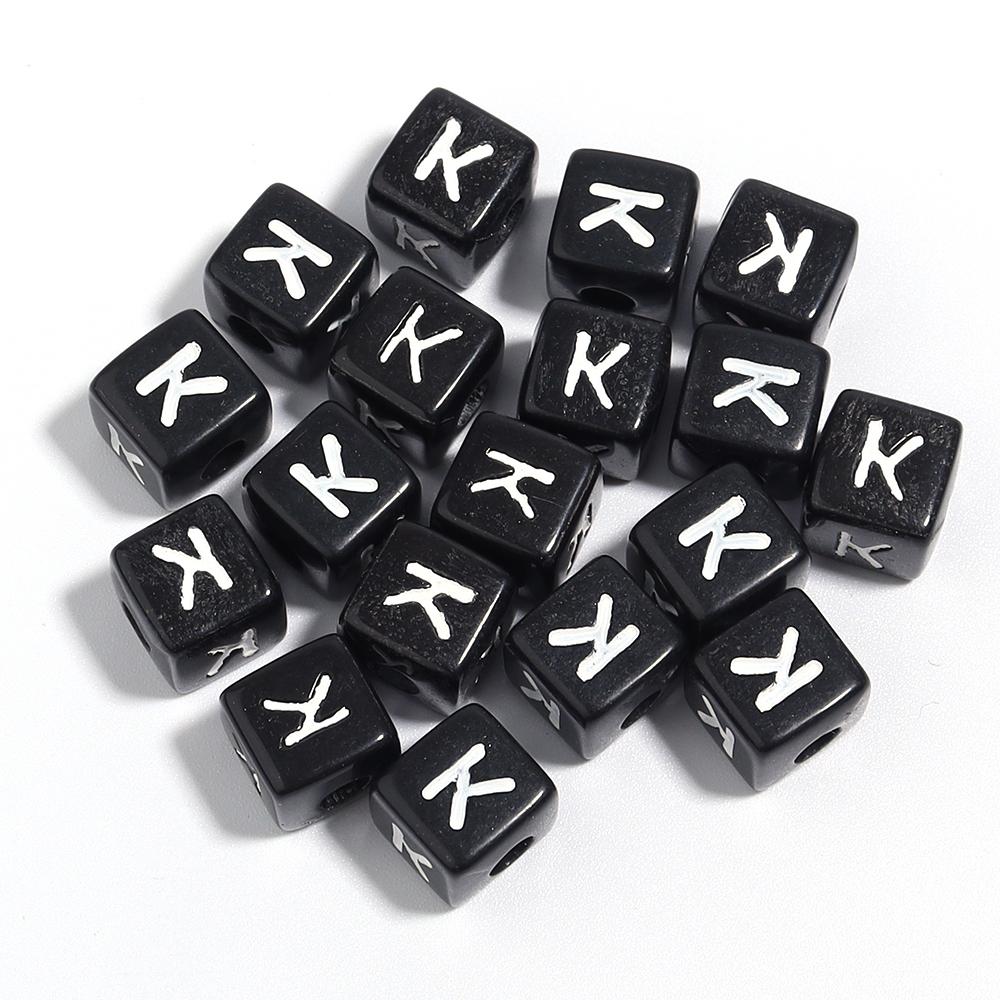 50-100pcs Black Acrylic Letter Beads A-Z Alphabet Beads Cube Spacer Beads For DIY Bracelet Necklace Jewelry Making Accessories