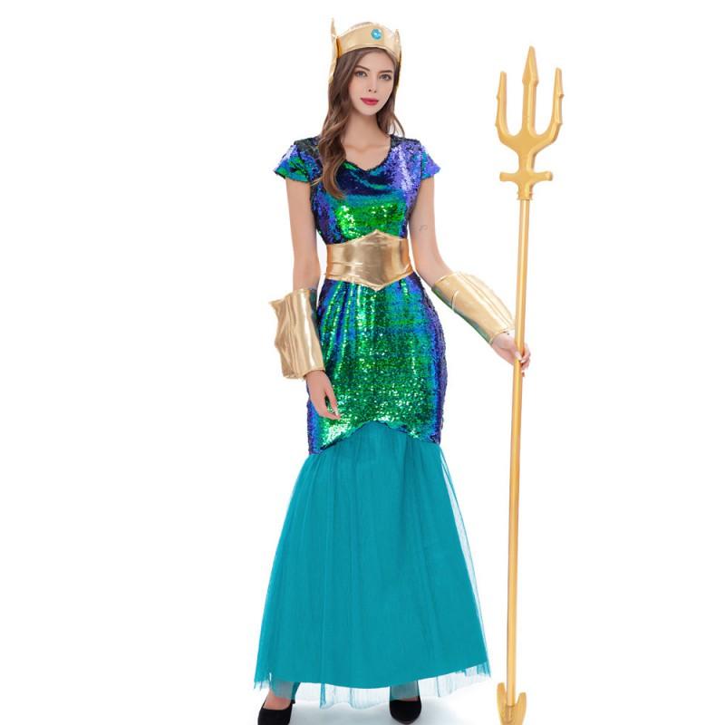 Adult Mermaid Costume Greek Myth Siren Goddess Halloween Party Stage Outfit