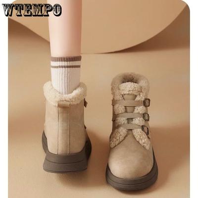 Женские ботинки, короткие ботинки на осень и зиму, нескользящие ботинки из хлопка с толстым плюшем, северо-восточные зимние ботинки