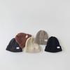 Autumn Winter Warm Furry Beanie for Young Kids Chic Retro Candy Color Crochet Bonnet Thicken Warm Toddler Knitted Hat