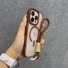 Роскошный мягкий силиконовый чехол для Magsafe со шнурком для iPhone 16 15 14 Plus 13 12 Pro Max Беспроводная зарядка Магнитная прозрачная крышка