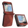 Premium Leather Case for Samsung Galaxy Z Flip 6 Flip 5 Flip 4 3 Credit Cards Slot Phone Bag Cover Shockproof Armor & S LINE