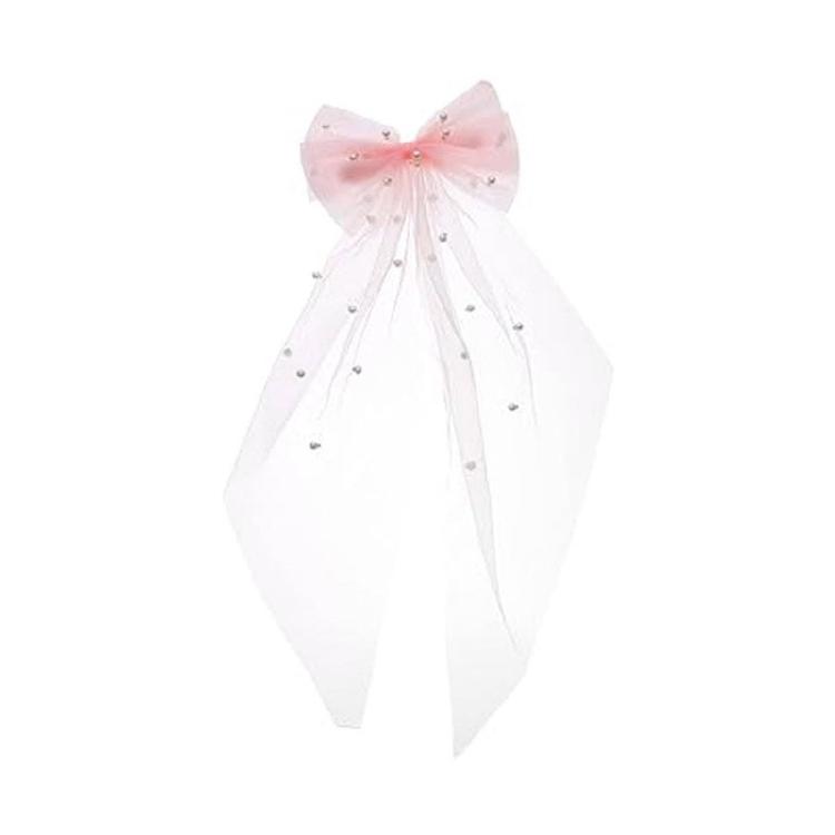 Свадебная фата Заколка для волос Фата невесты Двухслойная фата с бантом Свадебные головные уборы