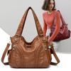 Large Capacity Tote Bag Retro Designer Handbags Soft Pu Leather Multi-Pocket Casual Male Shoulder Crossbody Bag