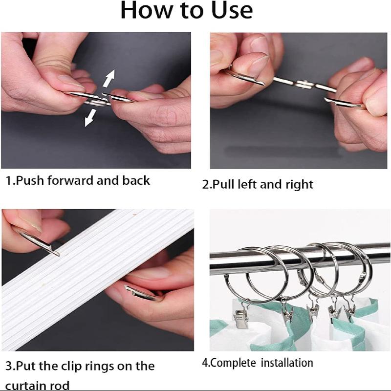 12/36/40 шт. кольцо для штор с зажимом, зажим для штор с кольцом, вешалка для штор, кольцо диаметром 33 мм/1,26 дюйма, встроенный карниз, винтажный черный