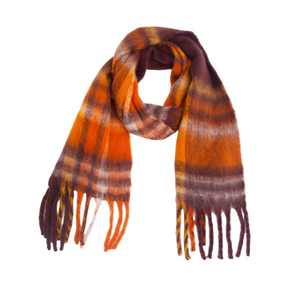 Autumn and Winter New Thickened Shawl Imitation Mohair Coarse Whiskers Colorful Plaid Scarf