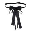 Elegant Pearls Long Ribbon Bowtie with Pin Pre Tied Adjustable Preppy Styles Bowknot Necktie for Fashionable Women Ties