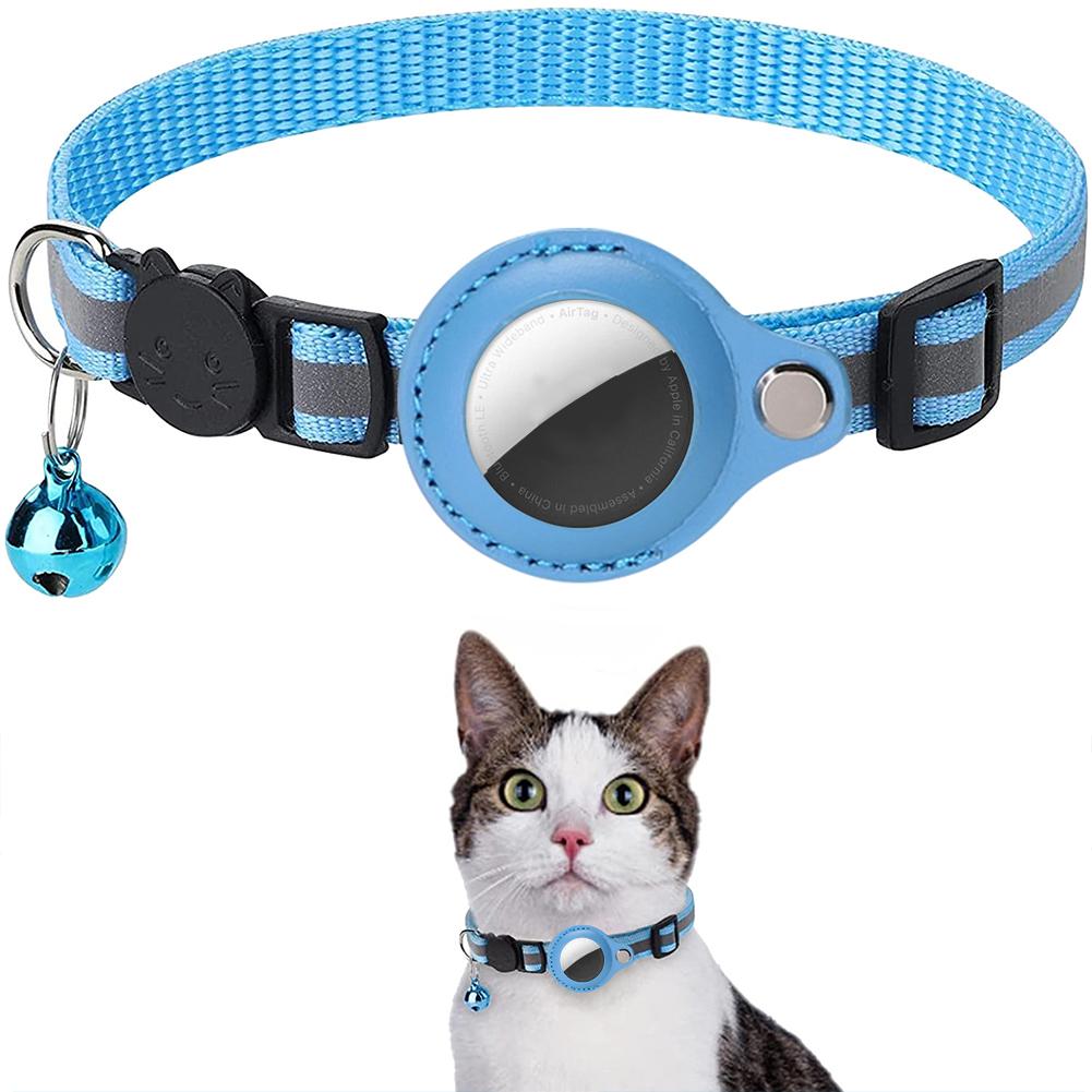 Cat Tracking Collar Adjustable Anti-lost Reflective Design Protective Collar Compatible For Airtag
