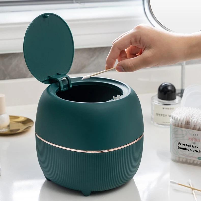 Mini Creative Desktop Trash Desk Light Luxury Pop-up Lid Storage Bucket Kitchen Bedroom Make Up Desktop Rubbish Storage Bucke