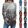 Women's Fashionable Casual High Neck Printed Long Sleeve T-Shirt Pullover Top