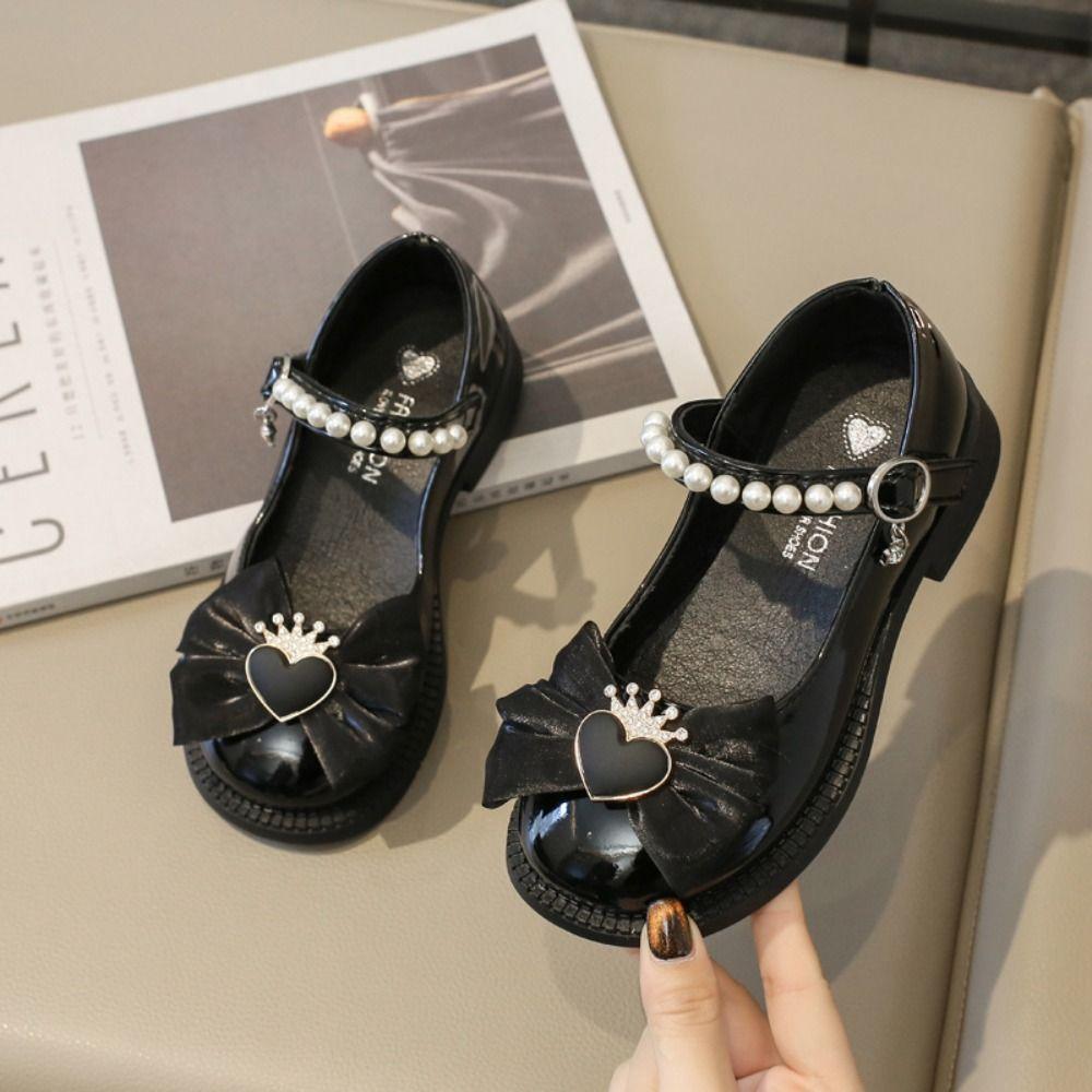 Bowknot Mary Jane Shoe Pearl Girls Princess Shoes Sweet Children Leather Shoes Autumn