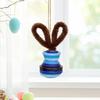 Button Easter Bunny Craft Kit DIY Button Bunny Hanging Ornament with Twisting Stick Ears for Easters Basket Stuffer Holiday Party