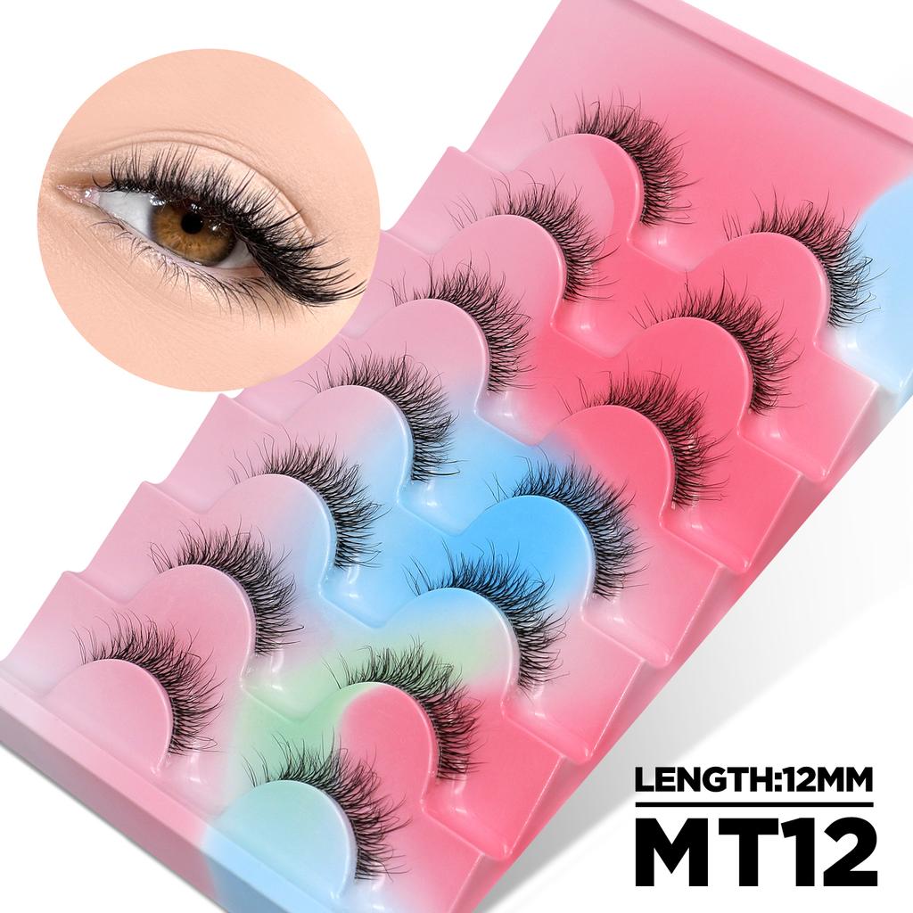 Xiaomi GROINNEYA Cat Eyelashes 3D Mink Lashes Fluffy Clear Band Lashes Mink False Eyelashes Soft Wispy Natural Eyelash Extension