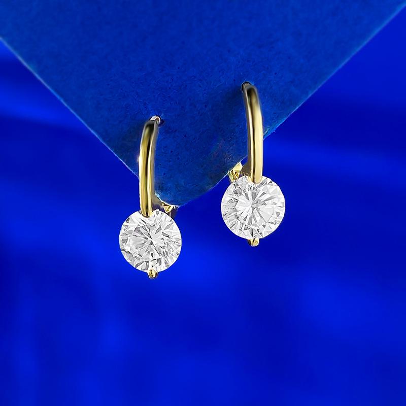 Zhuozhifan Серебро S925 Легкие Роскошные Серьги-пусеты с Бриллиантами 7.0 - Универсальные для Ежедневной Носки