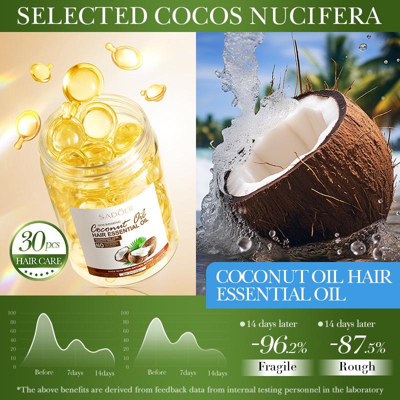 Coconut Oil Smooth Conditioner SADOER Nourishing Softening Hair Care Essential Oil Capsules