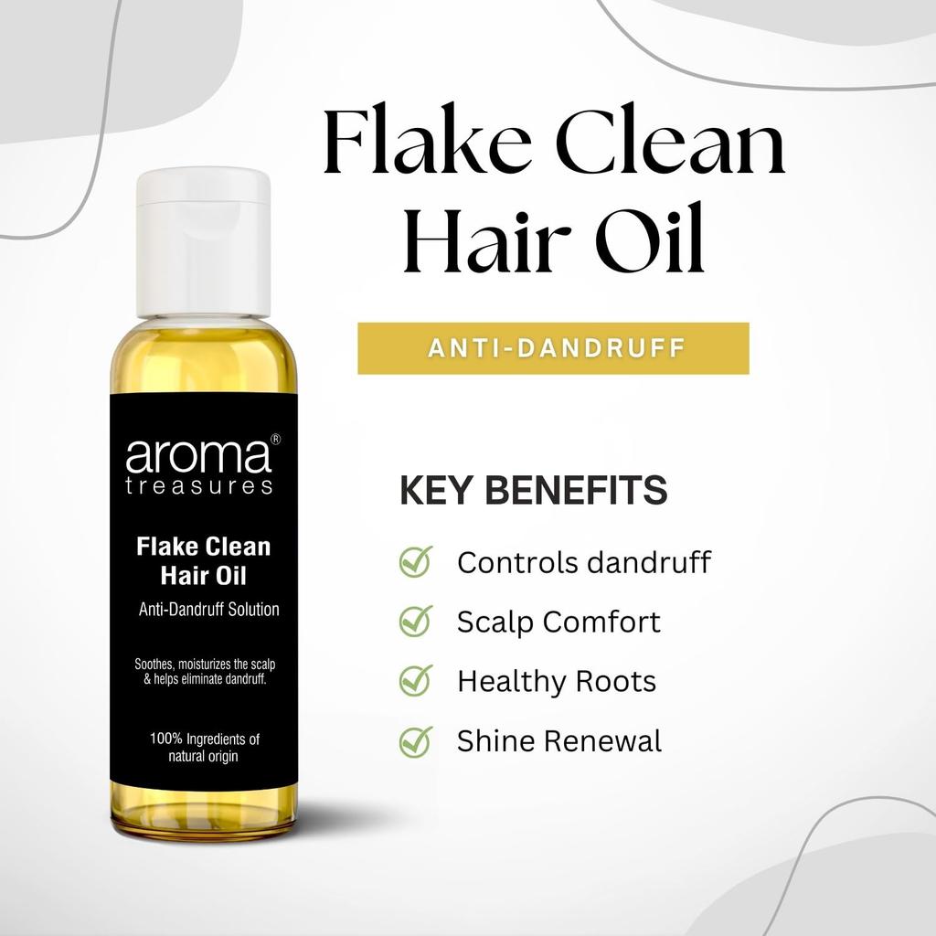Масло для волос против перхоти (50 мл), Flake Clean Hair Oil Anti Dandruff Solution,  Aroma Treasures