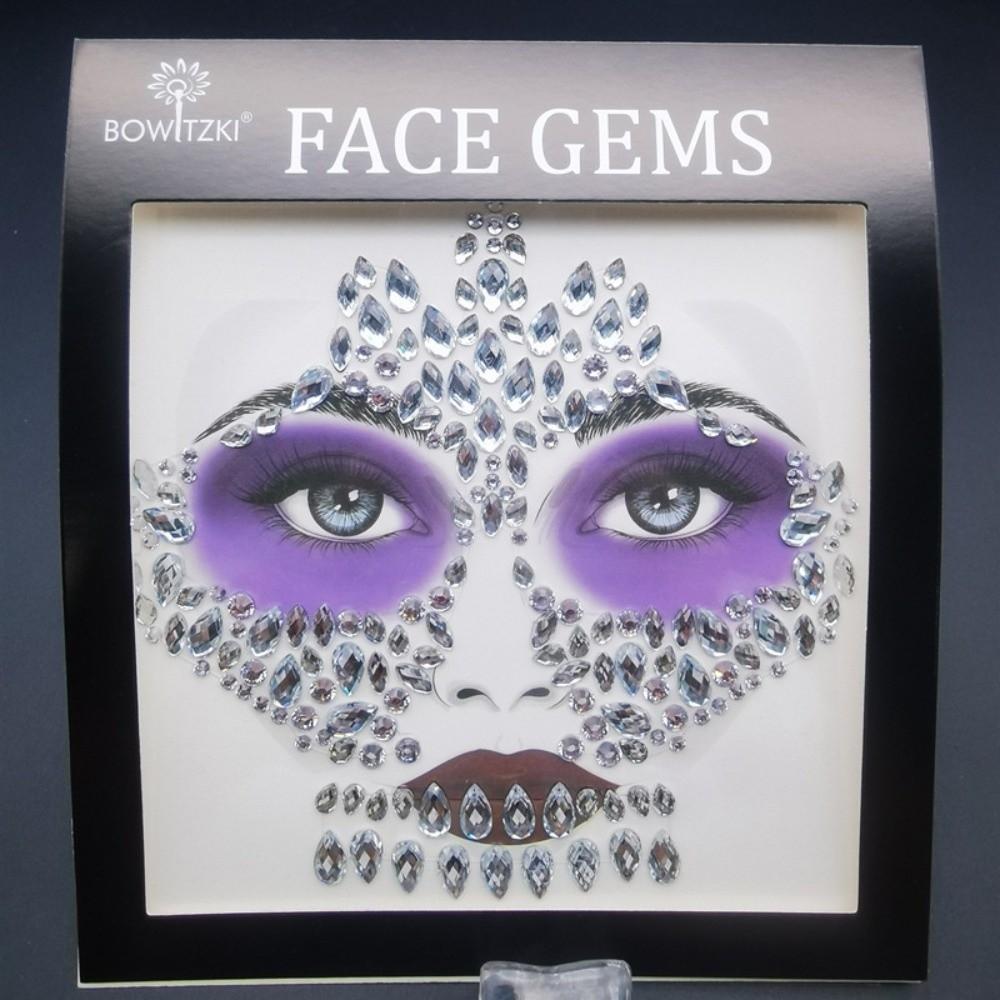 3D Resin Face Rhinestone Sticker Colorful Jewelry Face Sticker Halloween Fake Tattoo Costume Party