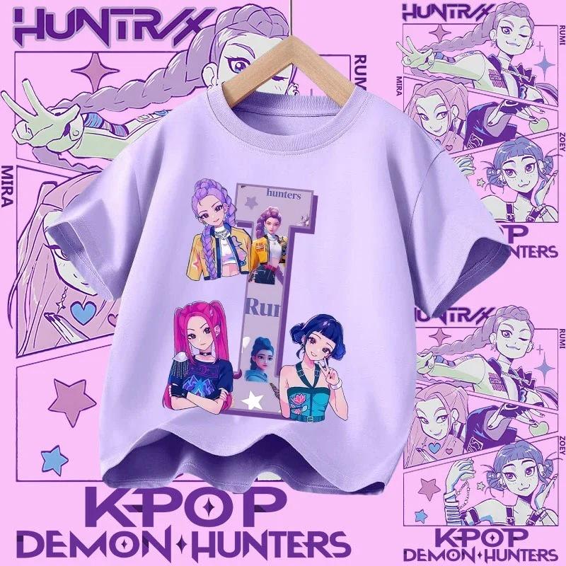 Cotton Tshirt for Girls Kpop Demon Hunter Sports Tshirt New Short Sleeve Casual Tshirt for Summer 2026 Letters AZ