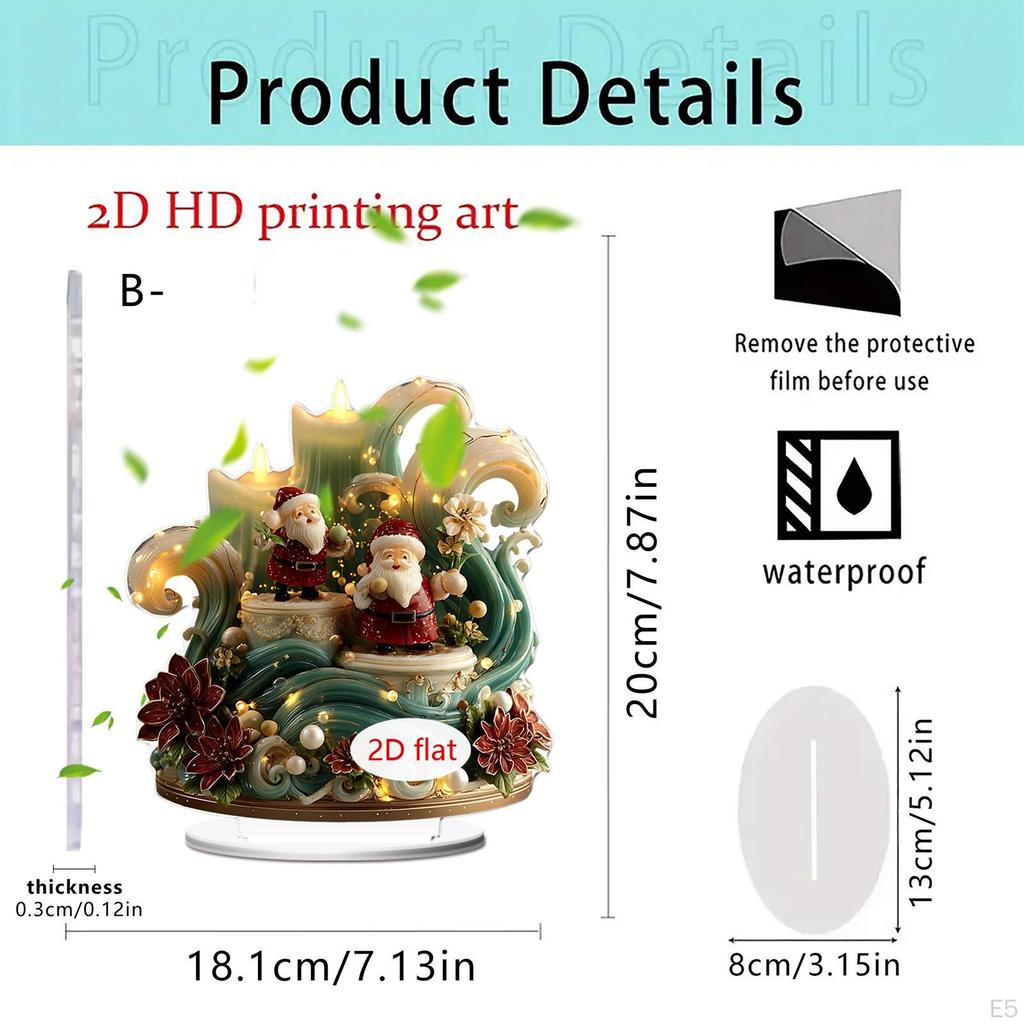 2D Christmas Plague Acrylic Ornament Collection Crafts Artwork Decors for Centerpiece Bookshelf Desk