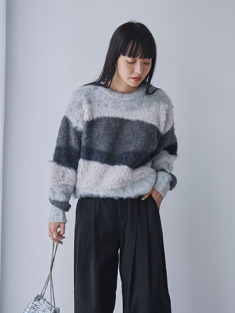 Cohen Mixed Yarn Color Block Knit 76306460216 1900 DK.GRAY(19) FREE