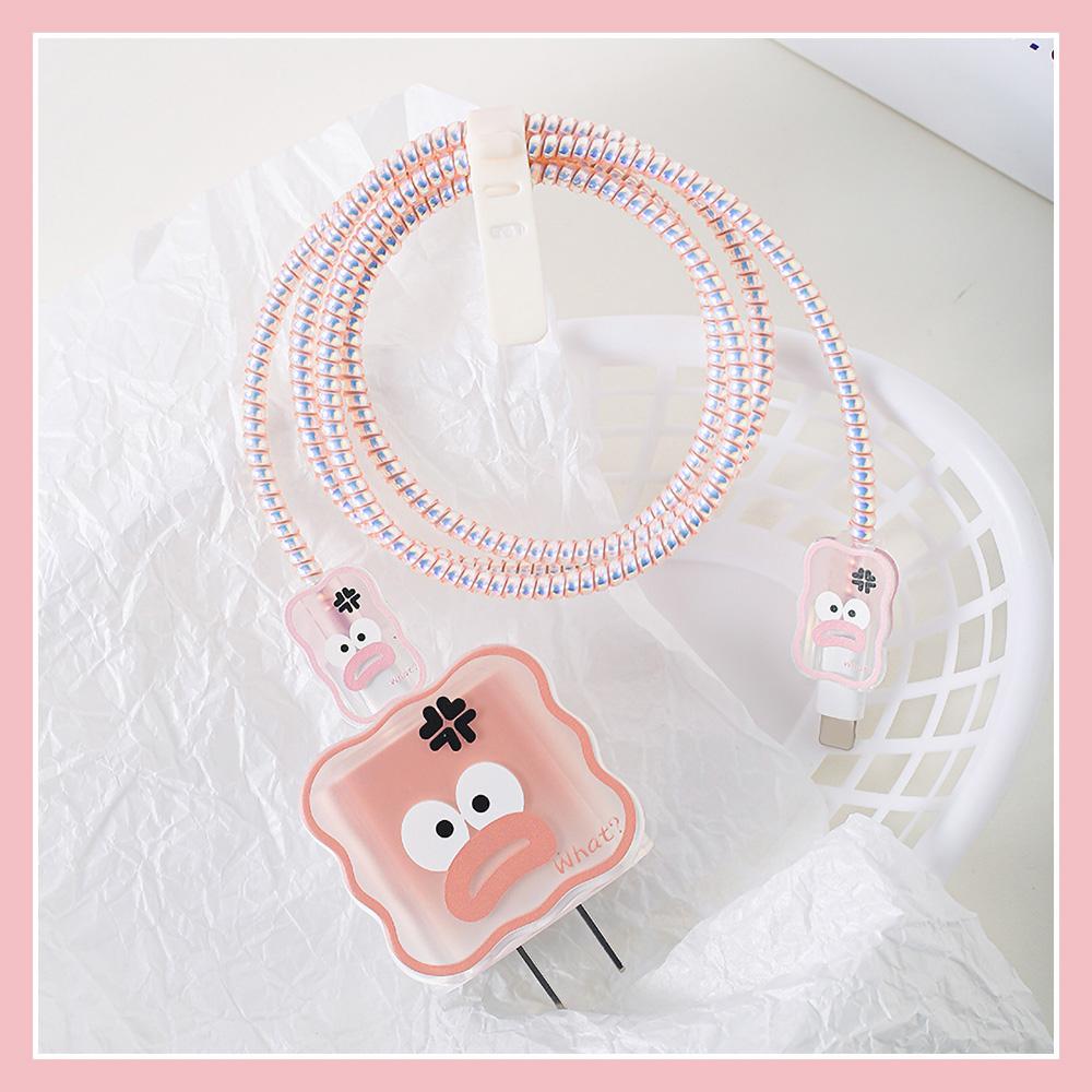 Applicable To Apple Data Cable Protective Cover Charger 18-20W Anti-breakage Winder Cute Flower Animal Advanced INS Style