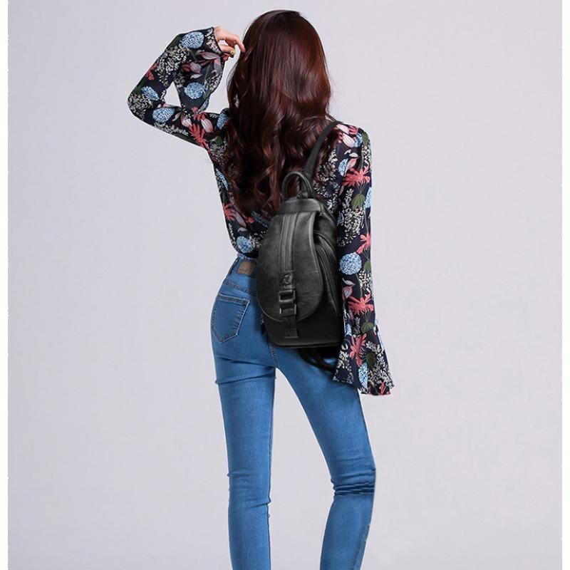 Women's Backpack Casual Soft PU Large Capacity Backpack Backpack Women's Chest Bag