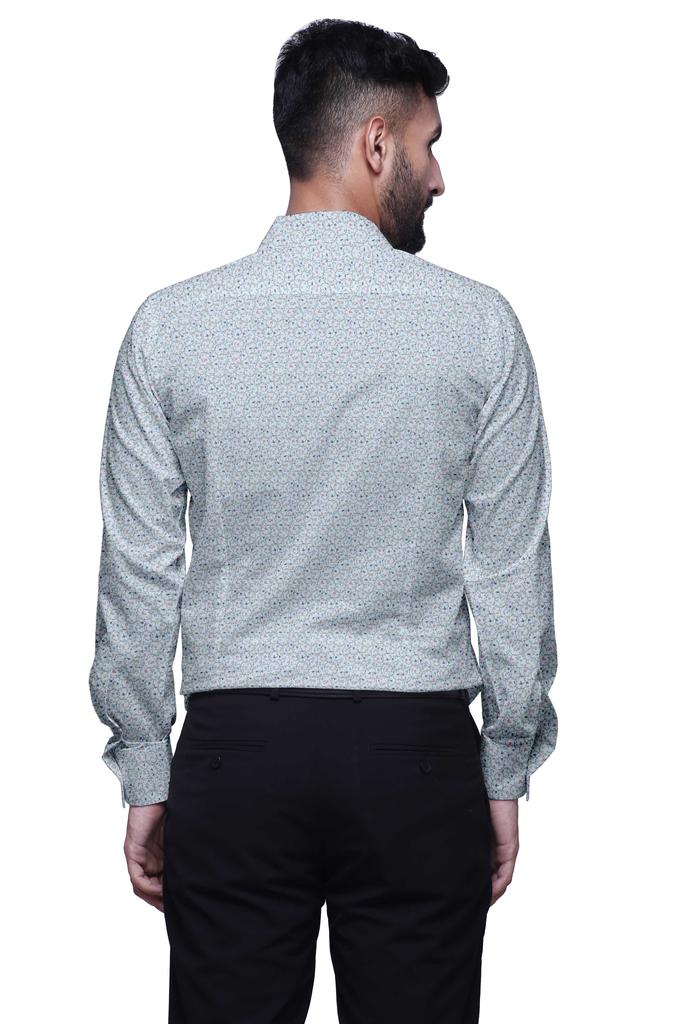 BestMan Printed Formal Shirts For Men Slim Fit Spread Collar Cotton Shirt