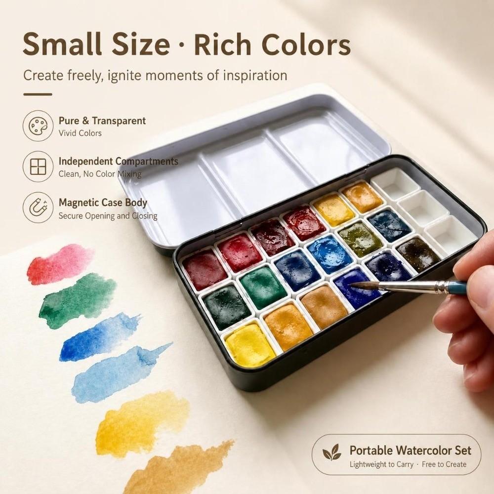 24 Pcs Mini Magnetic Paint Pans Empty Half Pans Empty Watercolor Pans Portable Pan Palette Travel