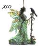 Window Art Sun Catchers Stained Glass Style Skeleton Fairy Hanging Suncatcher, Acrylic Decorative Ornament with Butterfly Wings Yard Accents