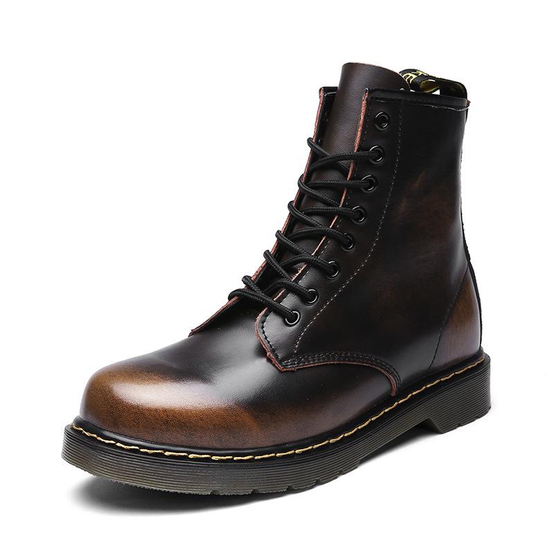 Leather Martin Boots Men's British Leather Boots Medium and High Top Spring and Autumn Large Size Boots Large Size Martin Shoes
