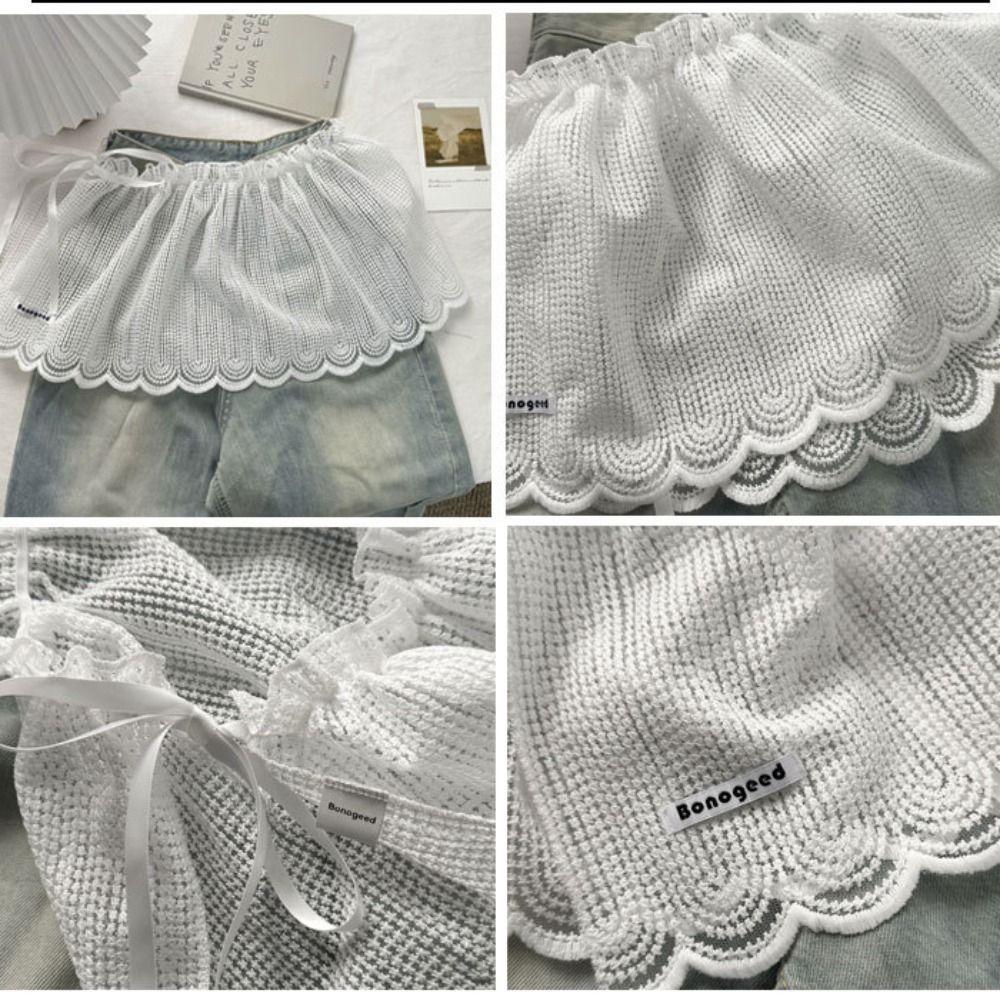 Balletcore Mini Lace Skirts Lace Up Butt Curtain Sweet White Lace Fart Curtain Girl