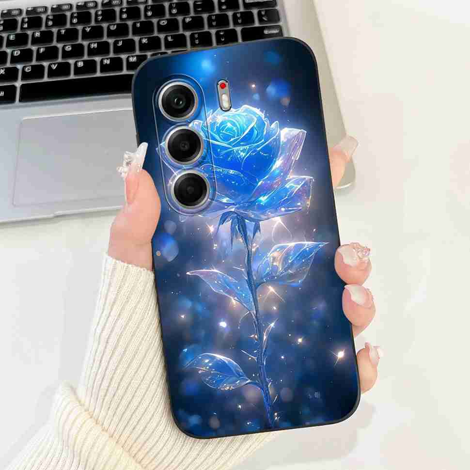 For Tecno Camon 40 Pro 5G Case Fashion Flower Cute Rabbit Soft Silicone Cover For Tecno Camon 40Pro 5G 6.78" Bumper Phone Cases