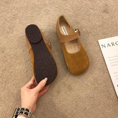 Туфли Мэри Джейн в стиле ретро, женские, осенние, новые, на одной педали, на толстой подошве, на плоской подошве, нескользящие, с большим носком, кожаные туфли