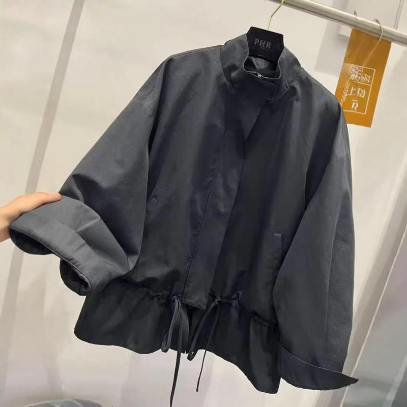 Женский oversize тренч с капюшоном на молнии, воротником-стойкой и кулиской, повседневный, свободного кроя, средней длины