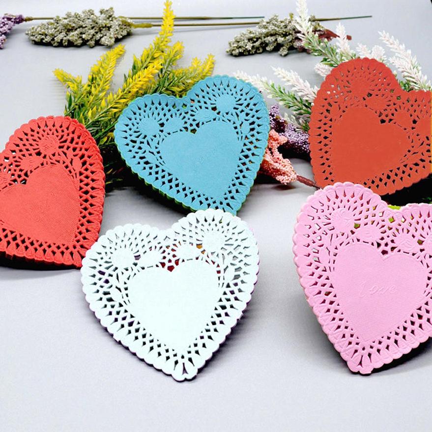 100 шт./набор элегантных бумажных салфеток для поделок 4 дюйма/6 дюймов в форме сердца, полые кружева, впитывающие масло бумажные валентинки для выпечки, Deocr