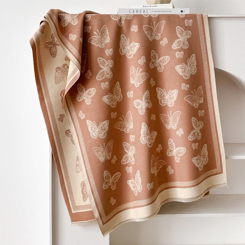 Winter Tassel Shawl, Fairy Wind, Butterfly Forest, Thickened, Warm, Cold-Proof Neck, Dual-Purpose