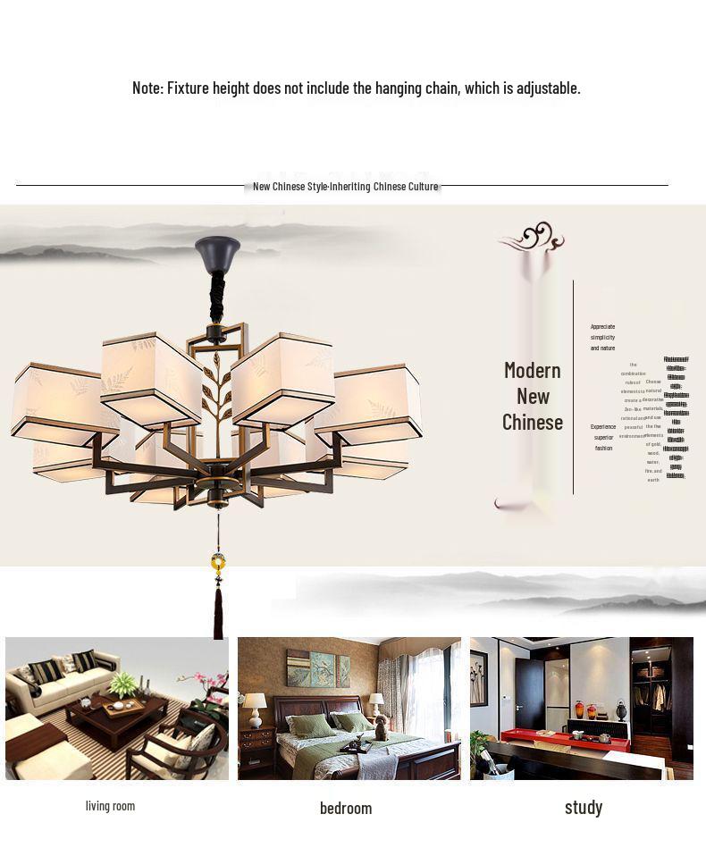 Современная китайская дзен квадратная люстра для гостиной, спальни или чайной комнаты