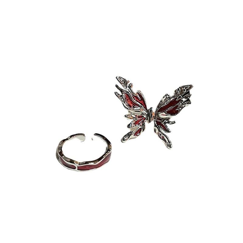 1 шт. ювелирные изделия Хэллоуин ювелирные изделия нерегулярные бабочки эстетическое кольцо готическое регулируемое отверстие красные кольца унисекс панк креатив