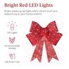 LED Bow Decoration Red Mesh Glowing Bow Light with 50 Lights & 8 Lighting Modes Battery Powered Lights for Outdoor Holiday Decor
