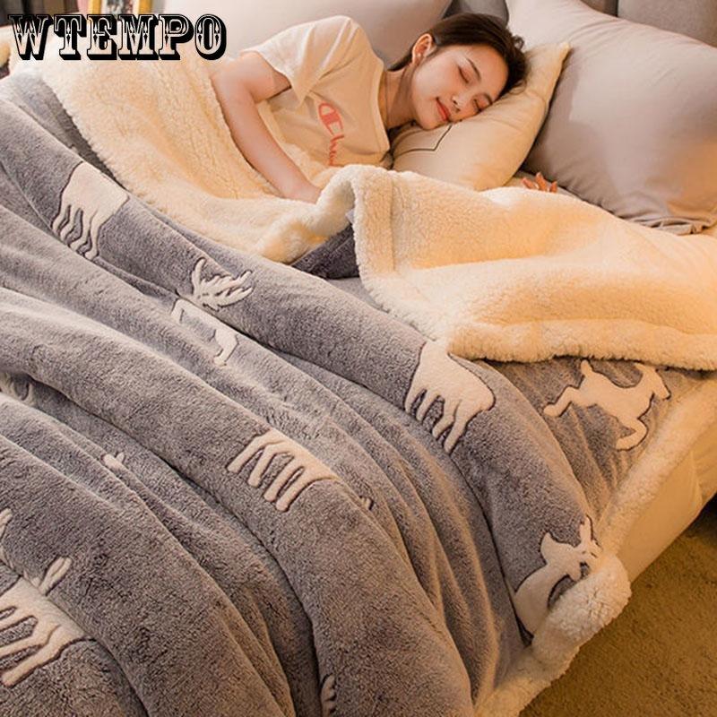 Осенне-зимнее двухслойное одеяло, утолщенная простыня, одеяло из кораллового флиса, фланелевое одеяло для спальни, покрывало для дивана