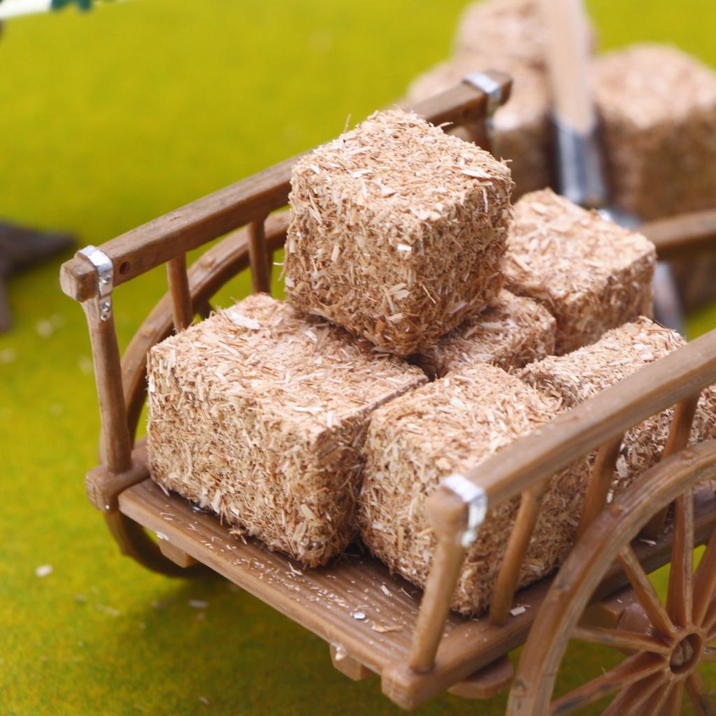 4Pcs Mini Natural Square Round Hay Bale Straw Hay Bale Blocks Dollhouse Farm Garden Thanksgiving Autumn Western Party Poprop