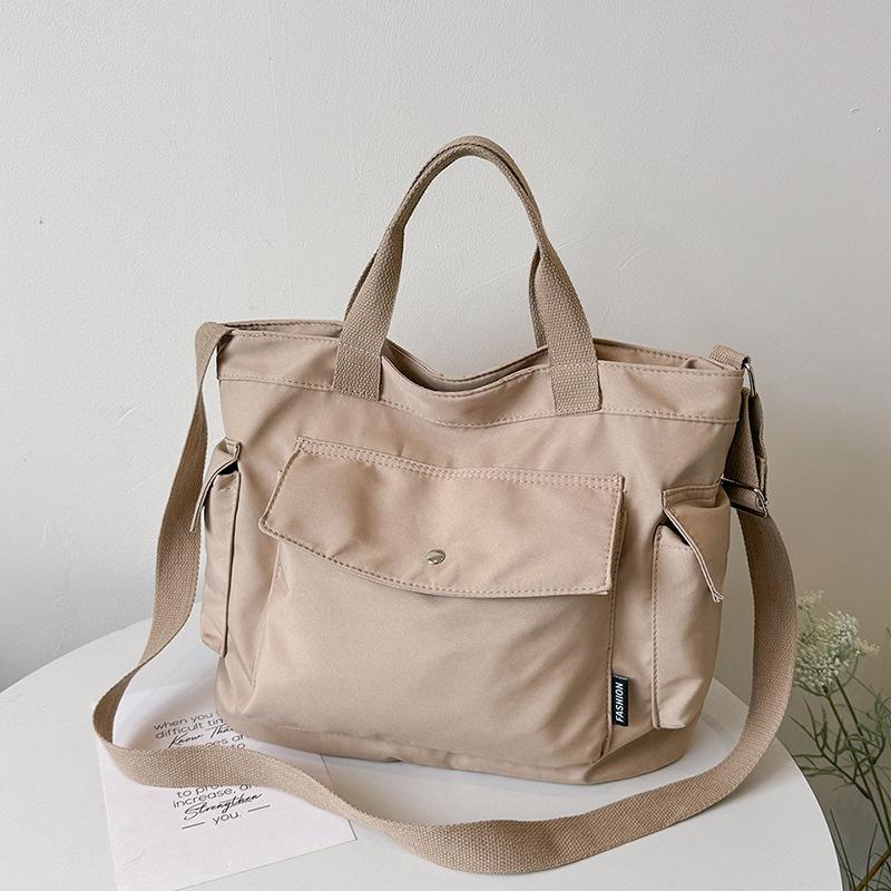 Повседневная простая холщовая сумка, весенняя однотонная текстурная сумка через плечо, большая вместимость, сумка для поездок на работу через плечо