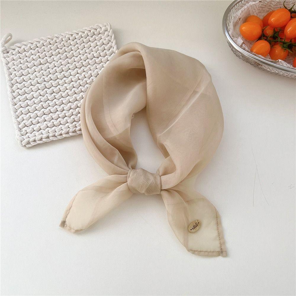 Thin Cotton Linen Scarves Solid Color Square Handkerchief Retro Pure Color Silk Scarf Women