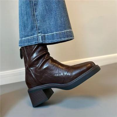 Женские ботинки Мартин, женские ботинки на молнии с круглым носком, женские ботинки челси